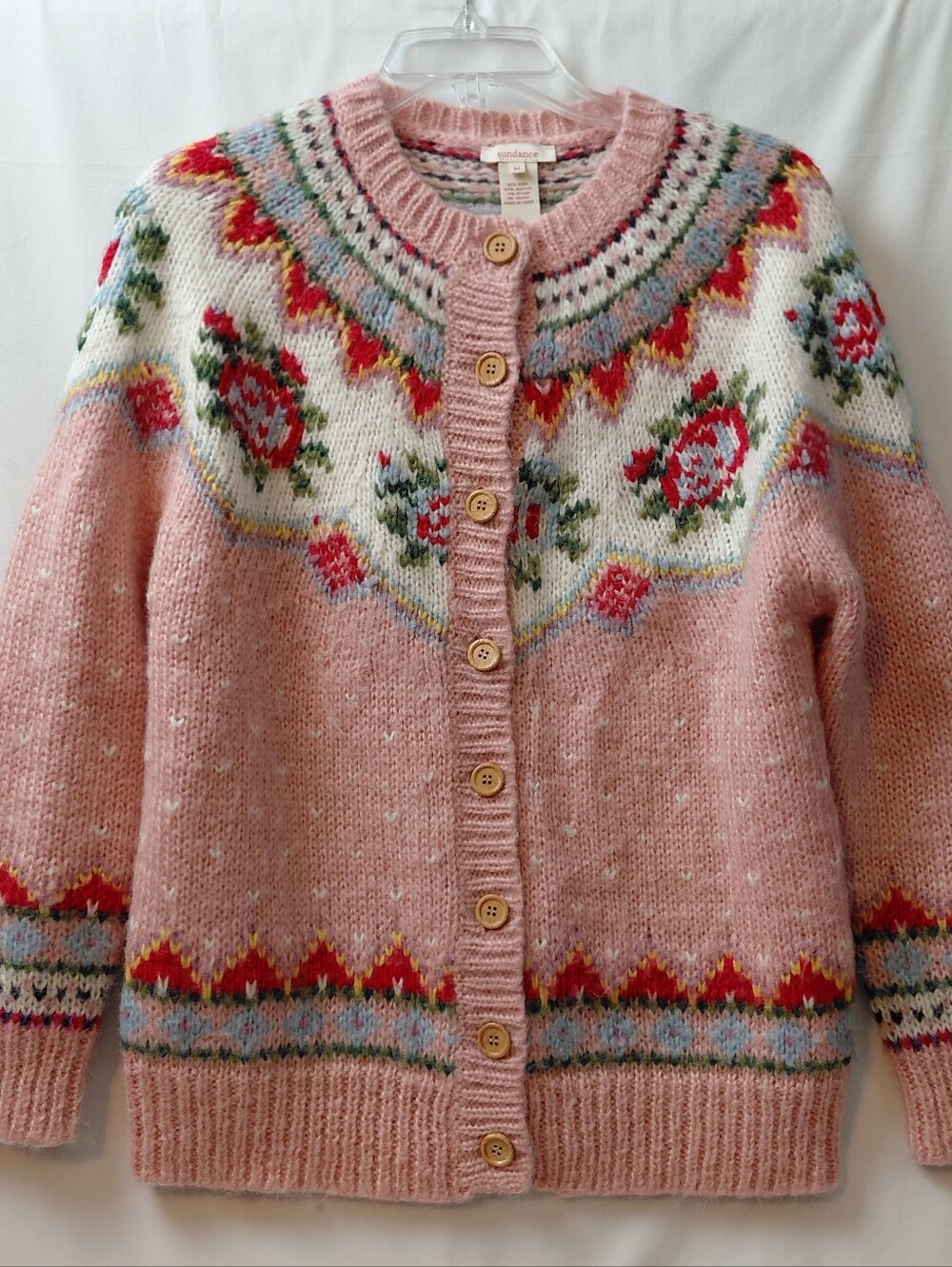 Sundance Fair Isle Cardigan Sweater Size Medium Sweet Cozy